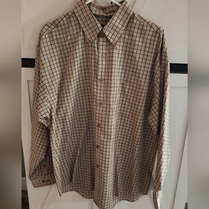Van Heusen Men's Plaid Shirt - Black and Cream